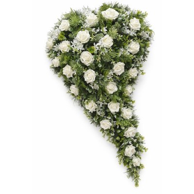 Smuteční srdce z bílých růží