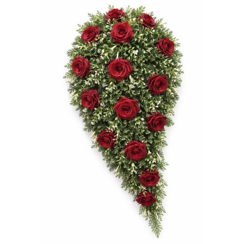 Smuteční slza z červených růží